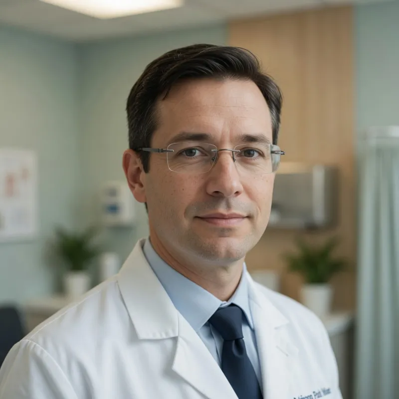 Dr. Martin Cole in a white coat and tie